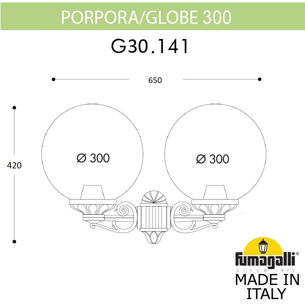 Настенный фонарь уличный GLOBE 300 G30.141.000.BXF1R